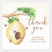 Baby shower van kleine honingbijen vierkante sticker (Voorkant)