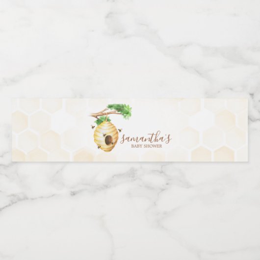 Baby shower van kleine honingbijen waterfles etiket (Enkel label)