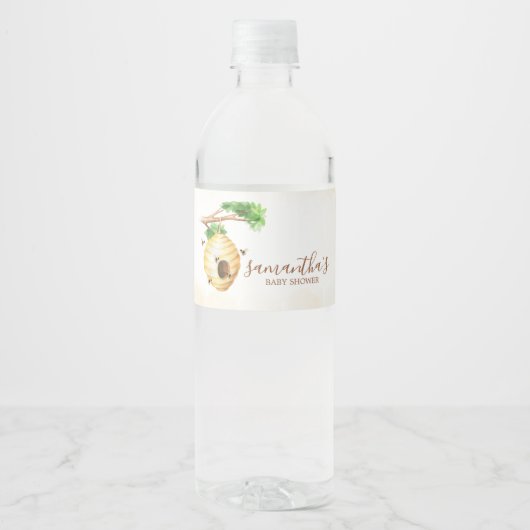 Baby shower van kleine honingbijen waterfles etiket (Voorkant)