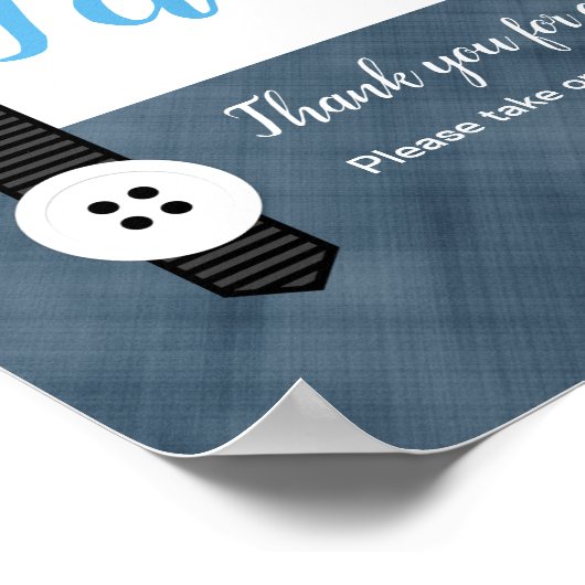 Baby shower van kleine man marineblauw poster (Hoek)