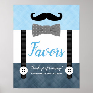 Baby shower van kleine man marineblauw poster