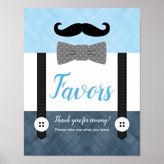 Baby shower van kleine man marineblauw poster (Voorkant)