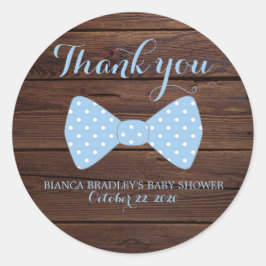 Baby shower van kleine Mannen | Rustic Wood Bowtie Ronde Sticker