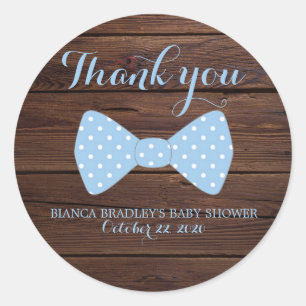 Baby shower van kleine Mannen   Rustic Wood Bowtie Ronde Sticker