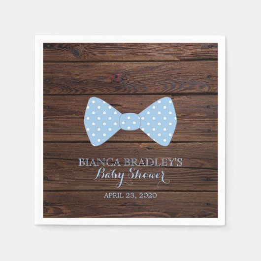 Baby shower van kleine Mannen | Rustic Wood Bowtie Servetten (Voorkant)