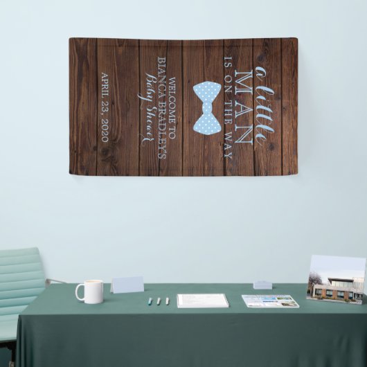 Baby shower van kleine Mannen | Rustic Wood Bowtie Spandoek (Beurs)