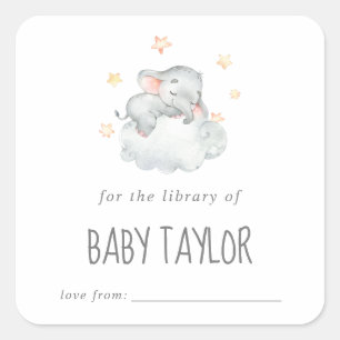 Baby shower van kleine olifant vierkante sticker