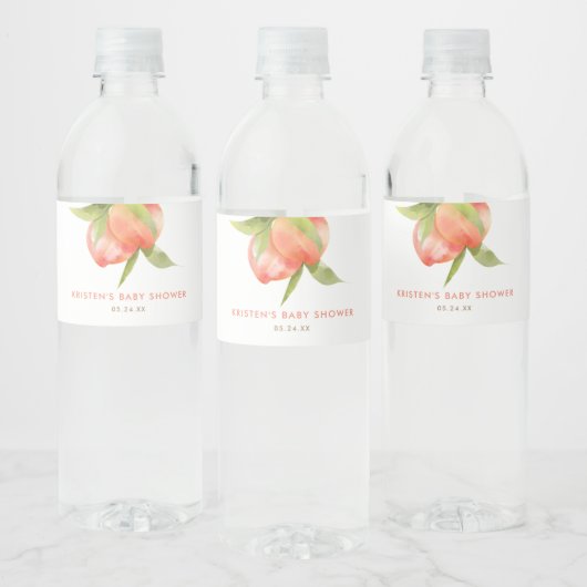 Baby shower van kleine peach-meisjes waterfles etiket (Flessen)