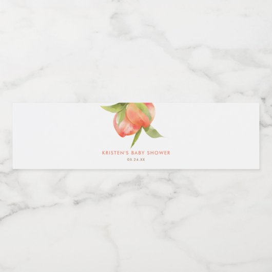 Baby shower van kleine peach-meisjes waterfles etiket (Enkel label)