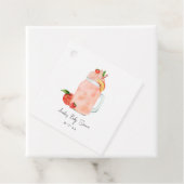 Baby shower van kleine peach-vruchtenmoes bedankjes labels (In situ)