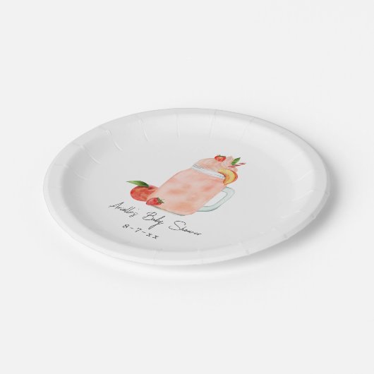 Baby shower van kleine peach-vruchtenmoes papieren bordje (Gekanteld)
