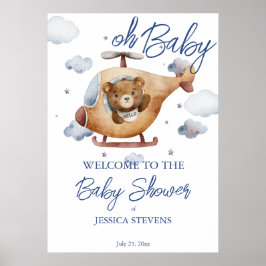 Baby shower van kleine piloot-helikopter welkom poster