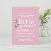 Baby shower van kleine pinda's (roze) kaart (Staand voorkant)