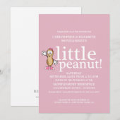 Baby shower van kleine pinda's (roze) kaart (Voorkant / Achterkant)