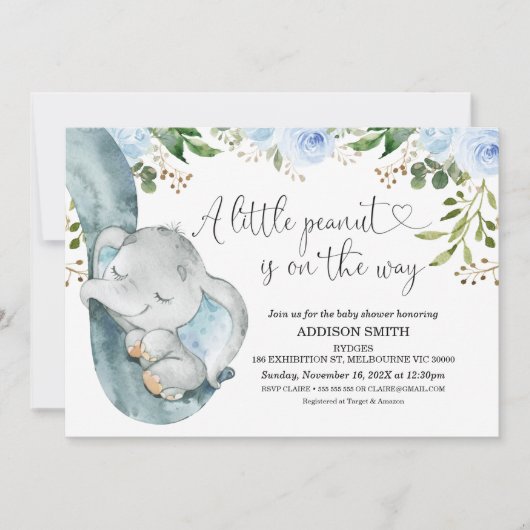 Baby shower van kleine pindronatboomstammen kaart (Voorkant)