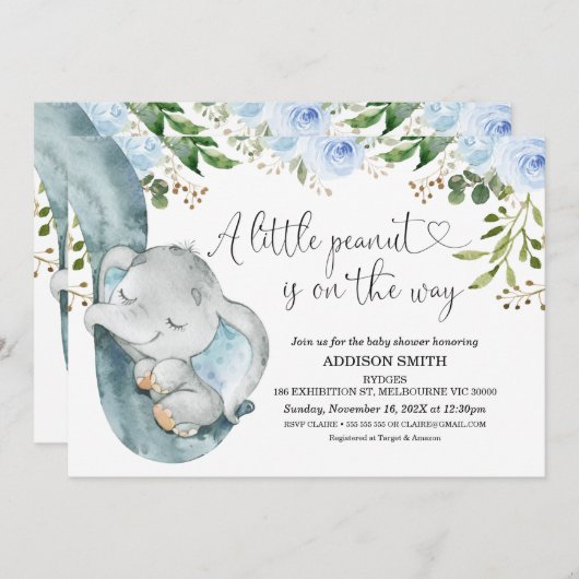 Baby shower van kleine pindronatboomstammen kaart (Voorkant / Achterkant)