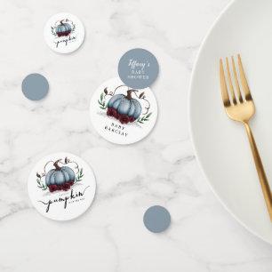 Baby shower van kleine pompoen Herfst Blue Confetti
