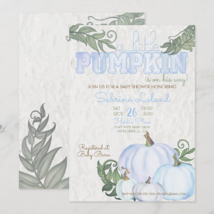 Baby shower van kleine pompoenblauw kaart