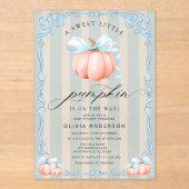 Baby shower van kleine pompoenen acryl uitnodigingen (Voorkant)