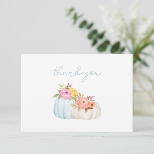 Baby shower van kleine pompoenen bedankkaart (Staand voorkant)