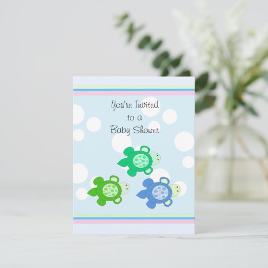 Baby shower van kleine schildpadden kaart (Staand voorkant)