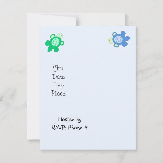 Baby shower van kleine schildpadden kaart (Achterkant)