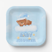 Baby shower van Kleine Teddy Bear Boy Papieren Bordje (Voorkant)