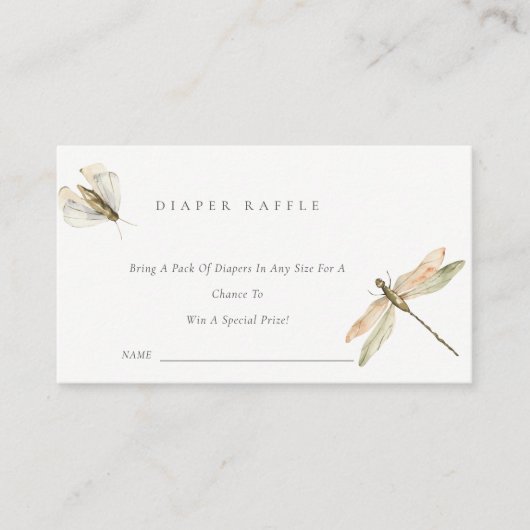 Baby shower van kleine verklikdragonfly-luier informatiekaartje (Voorkant)