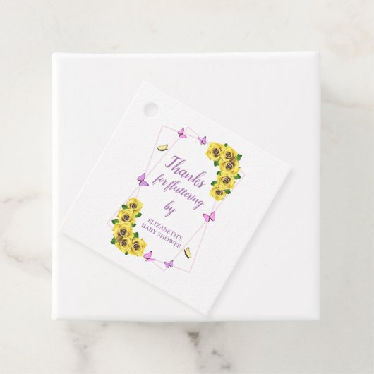 Baby shower van kleine vlinder bedankjes labels (In situ)