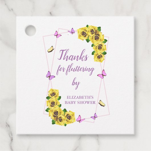 Baby shower van kleine vlinder bedankjes labels (Voorkant)