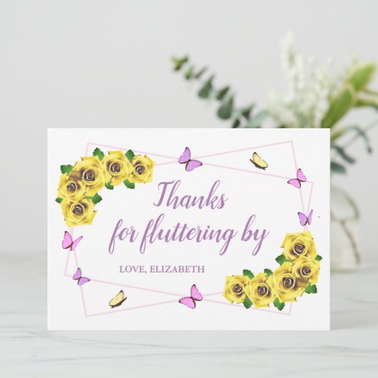 Baby shower van kleine vlinder bedankkaart (Staand voorkant)