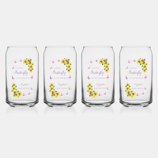 Baby shower van kleine vlinder blikvorm glas (Voorkant)