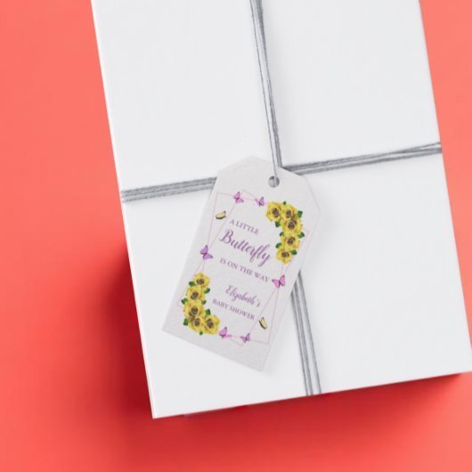 Baby shower van kleine vlinder cadeaulabel
