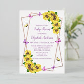 Baby shower van kleine vlinder folie uitnodiging (Staand Voorkant)