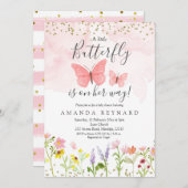 Baby shower van kleine vlinder kaart (Voorkant / Achterkant)