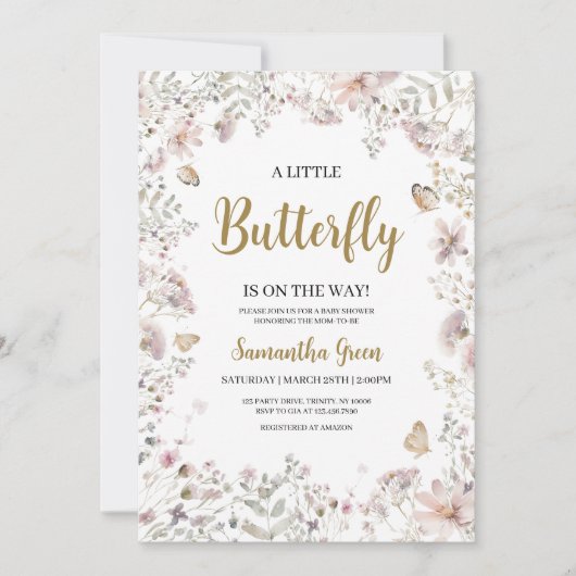 Baby shower van kleine vlinder kaart (Voorkant)