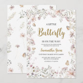 Baby shower van kleine vlinder kaart (Voorkant / Achterkant)