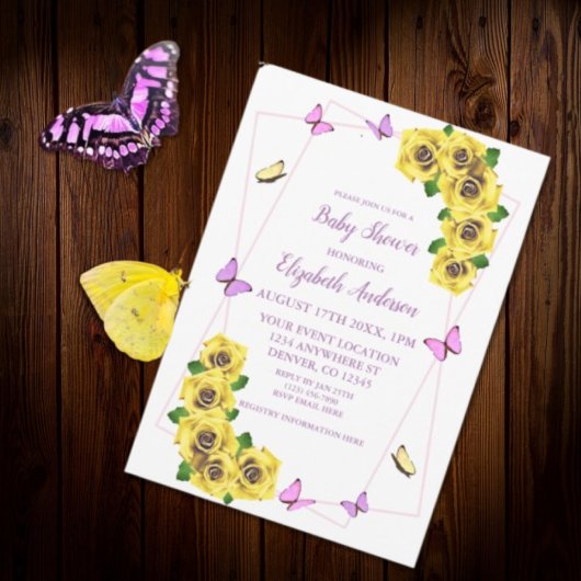 Baby shower van kleine vlinder kaart