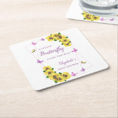Baby shower van kleine vlinder kartonnen onderzetters (Schuin)