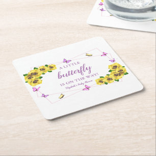 Baby shower van kleine vlinder kartonnen onderzetters