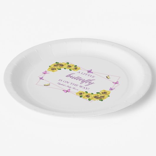 Baby shower van kleine vlinder papieren bordje (Gekanteld)