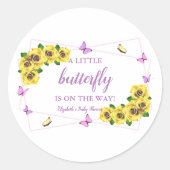 Baby shower van kleine vlinder ronde sticker (Voorkant)