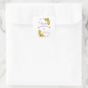 Baby shower van kleine vlinder vierkante sticker