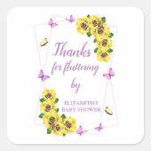 Baby shower van kleine vlinder vierkante sticker (Voorkant)