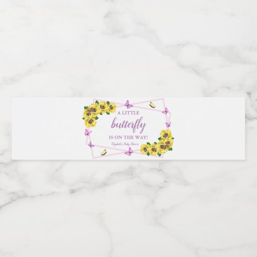 Baby shower van kleine vlinder waterfles etiket (Enkel label)