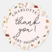 Baby shower van kleine wilde bloemen Dank je Ronde Sticker (Voorkant)