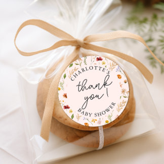 Baby shower van kleine wilde bloemen Dank je Ronde Sticker
