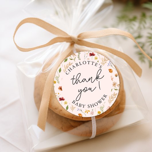 Baby shower van kleine wilde bloemen Dank je Ronde Sticker