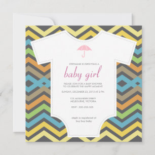 Baby shower van kleurrijk chevron-shirt kaart