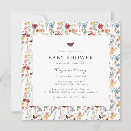 Baby shower van kleurrijk Floral Kaart (Voorkant)